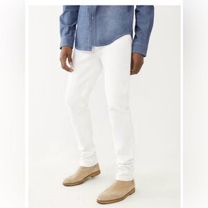 True Religion Men's Rocco Renegade Relaxed Skinny Fit Stretch White Jeans Sz 30